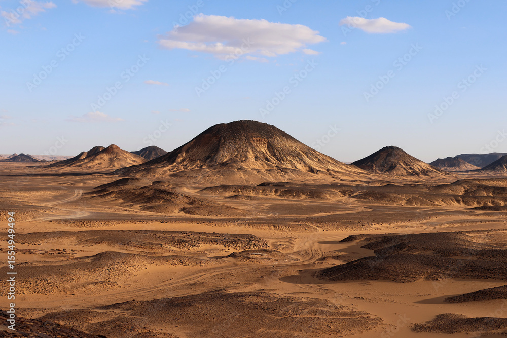 Fototapeta premium The Martian Landscape of the Black Desert in Egypt