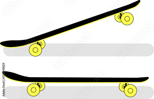 Skateboard Side and Tilted View Vector Set