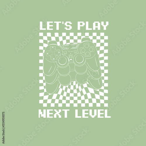 Lets Play Next Level Game pad console vector graphic design
