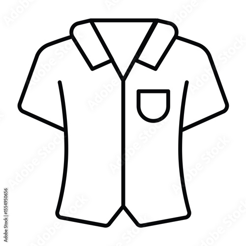 Fresh shirt with pocket thin line icon, tropical voyage concept. Vector graphics. Summer outfit, man clothes sign on white background, style mobile or design.