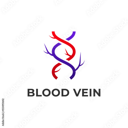 Abstract DNA Blood Vein Logo Design, Medical, Healthcare, Red, Purple