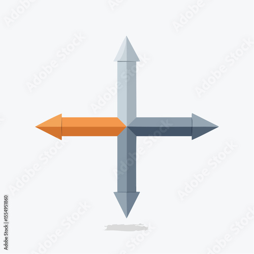 Abstract Four Arrows Pointing Cardinal Directions Design Element