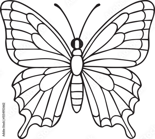 Elegant Line Art Butterfly Illustration Free Vector EPS Download