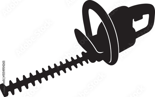 Black silhouette of a hedge trimmer on a white background