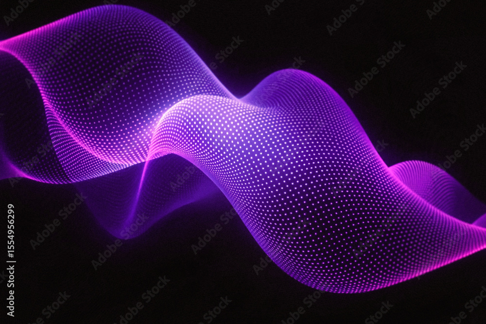 Fototapeta premium Futuristic Purple Technology Waves – Abstract AI Waveform Overlay