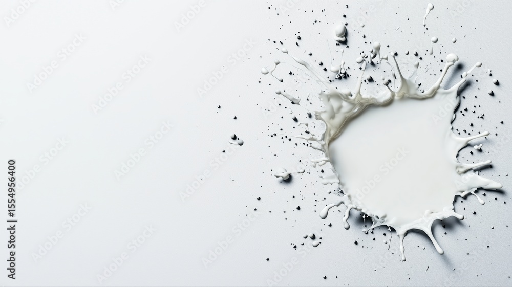 Obraz premium dynamic milk splash with droplets on white surface background