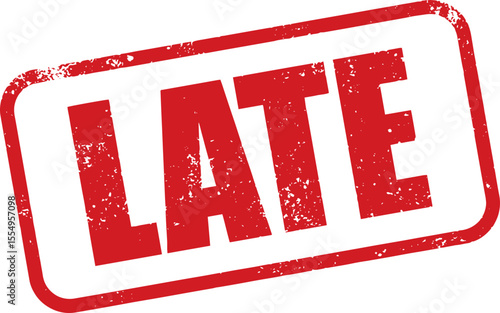 Red Late Rubber Stamp Word Text Written in Grunge Vector in Round Border, Vintage, Transparent Background, Svg, Png