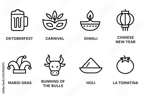 Celebrating global traditions: iconic festivals worldwide, vector illustration