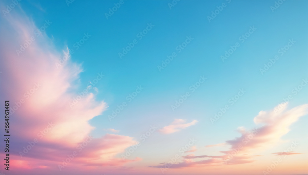 Obraz premium ピンクの雲と青空の抽象背景 / Pink Clouds and Blue Sky Abstract Background