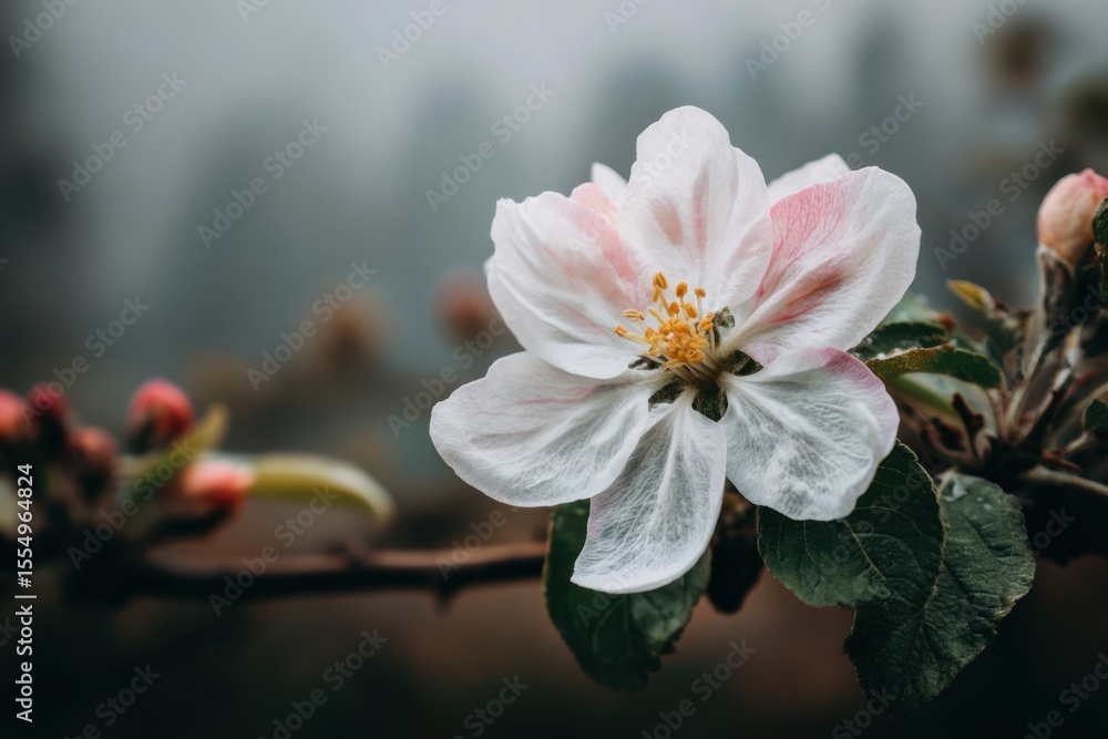 Obraz premium A white and pink flower on a tree branch