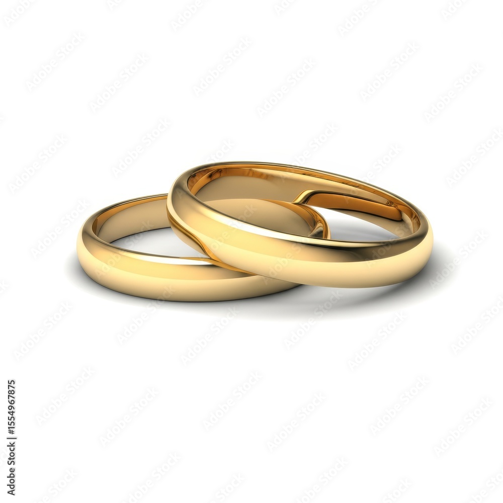 Two golden rings interlaced together, isolated on white background Two golden rings interlaced together, isolated on white background