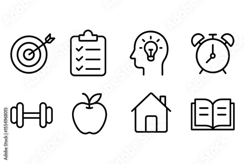 Cultivating productivity habits through daily routines, vector illustration