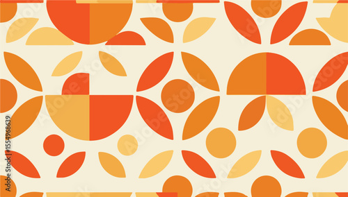 Retro Orange and Beige Geometric Pattern