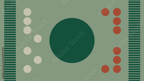 Green circle and cream dots retro background