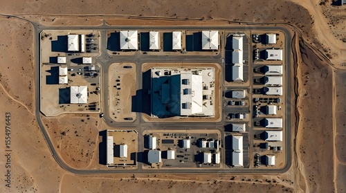 Distant Satellite View of Prison Compound with Roads and Buildings