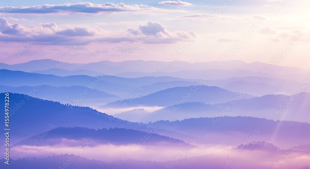 Misty Mountains Sunrise: A Serene Landscape Misty Mountains Sunrise: A Serene Landscape
