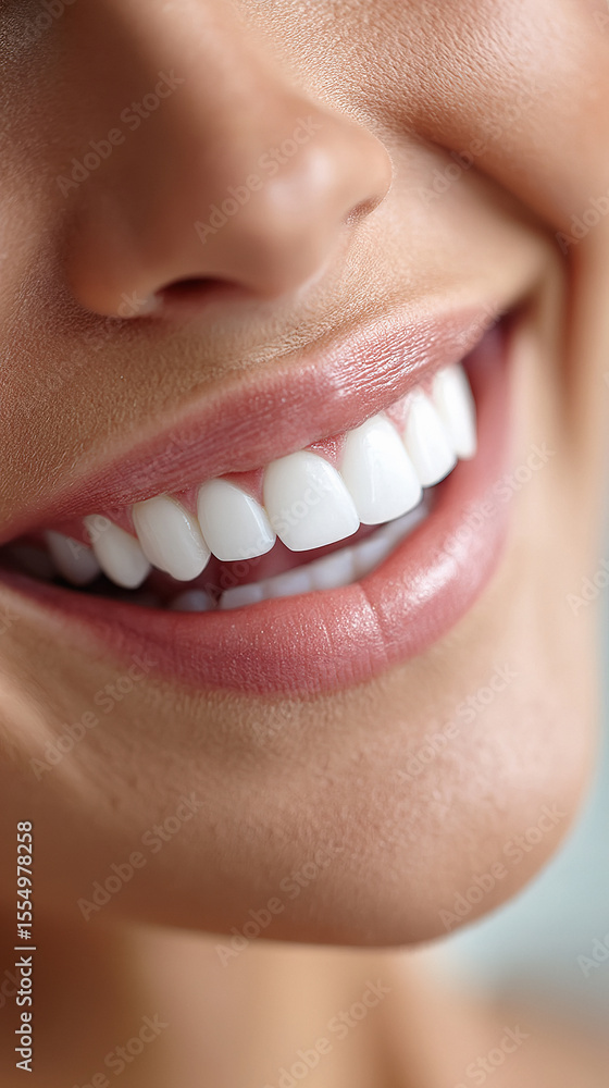 Obraz premium close up of young beautiful female teeth