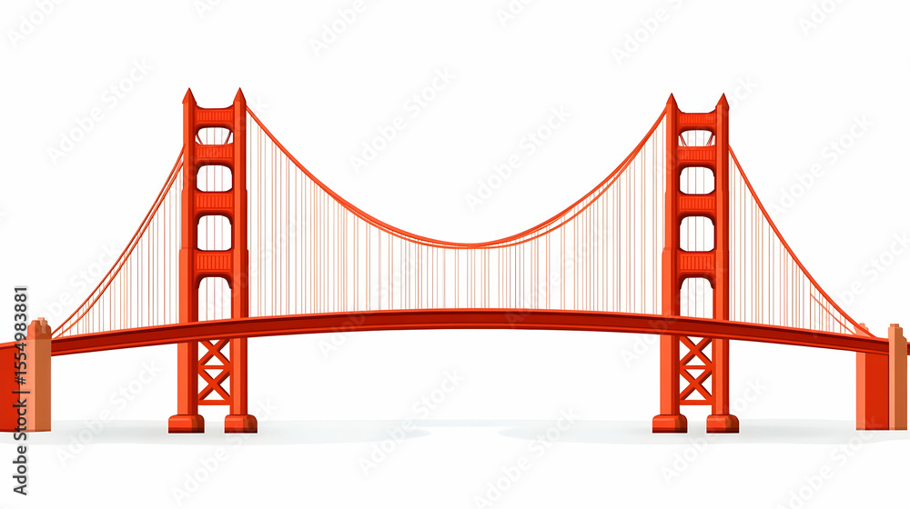 Obraz premium PNG Golden gate bridge landmark architectural illustration