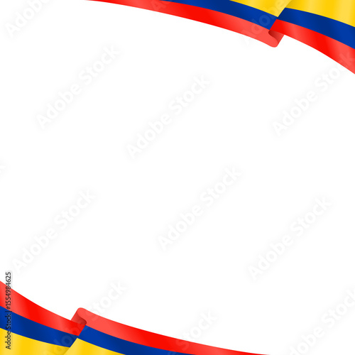 Colombia Flag Frame Ribbon Corner Border Illustration