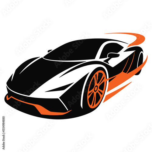 Red sports car vector illustration with racing design