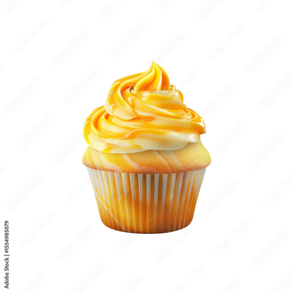 Delicious Caramel Swirl Cupcake on Black Background Delicious Caramel Swirl Cupcake on Black Background