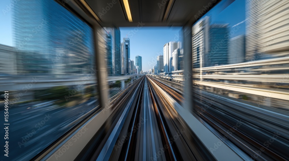 Fototapeta premium Motion Blur from a Tokyo Monorail.