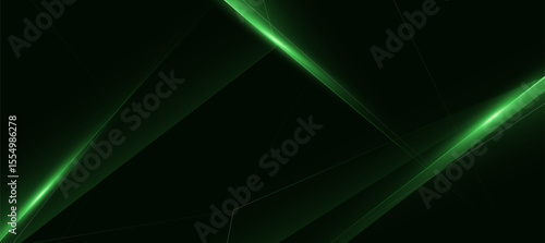 Abstract Green Light Lines with diagonal strip on dark Background