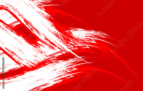 Bold abstract red and white brush stroke background with dynamic texture , perfect for posters, grunge layouts, digital art, and extreme design projects