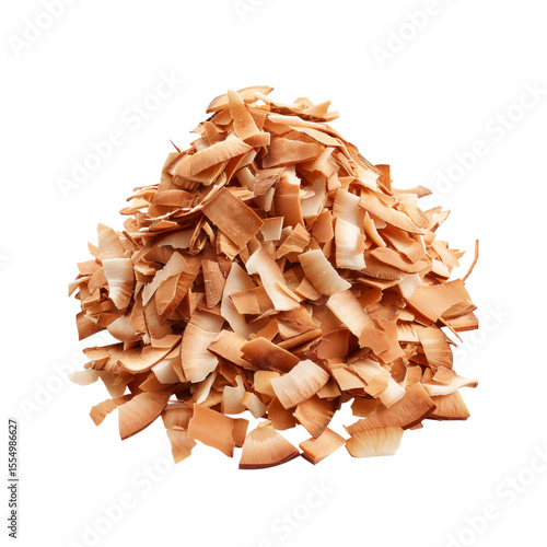 Heap of Toasted Coconut Flakes Isolated on Black Background