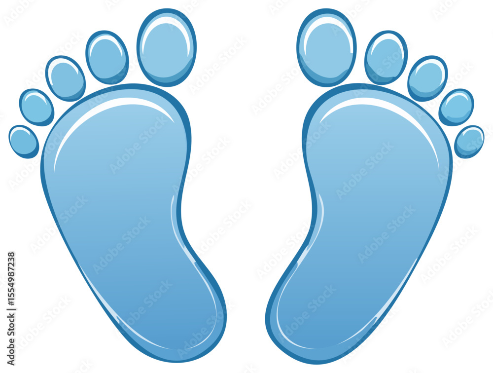 Blue baby footprints clipart illustration, isolated 
