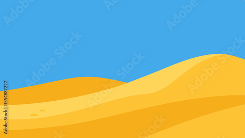 Stylized illustration of golden sand dunes under a clear blue sky