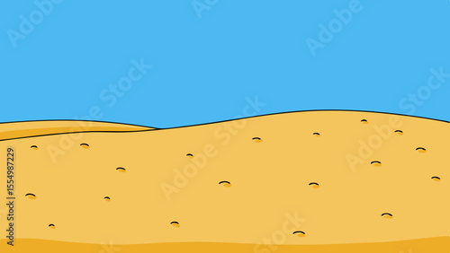 Stylized illustration of rolling sand dunes under a clear blue sky
