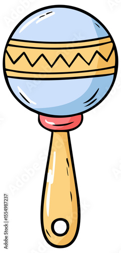 Blue baby rattle clipart illustration, isolated 