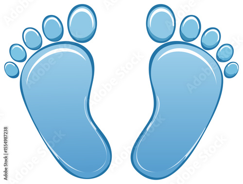 Blue baby footprints clipart illustration, isolated 