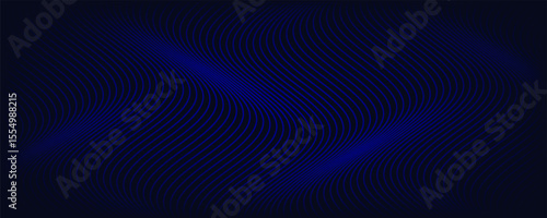 Abstract glowing wave lines on dark blue background. Dynamic wave pattern. Modern flowing wavy lines. Futuristic technology concept. eps 10