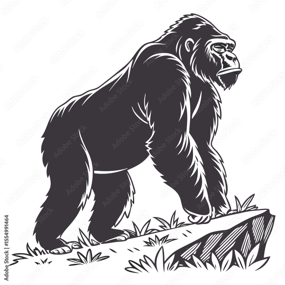 Obraz premium Gorilla isolated animal silhouette