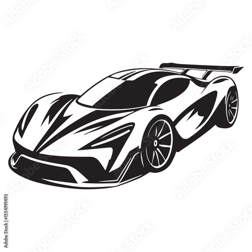 Racing car vector silhouette illustration with sporty and fast design