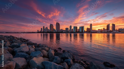 Fototapeta Naklejka Na Ścianę i Meble -  San Diego Skyline at sunset from Coronado.