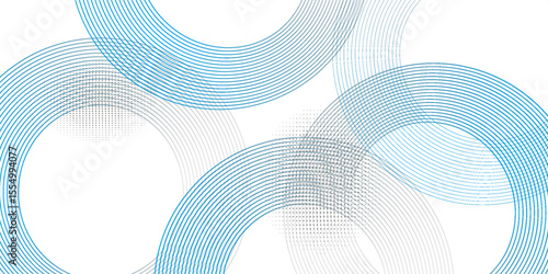 A minimalist abstract image featuring three overlapping navy blue concentric circles on a dark blue background.