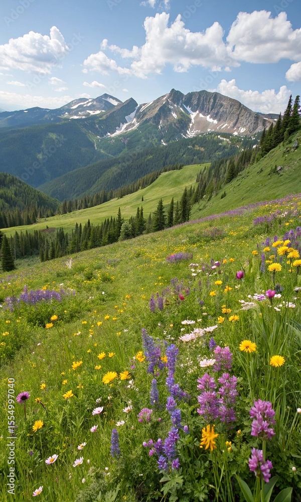 Naklejka premium alpine meadow with flowers