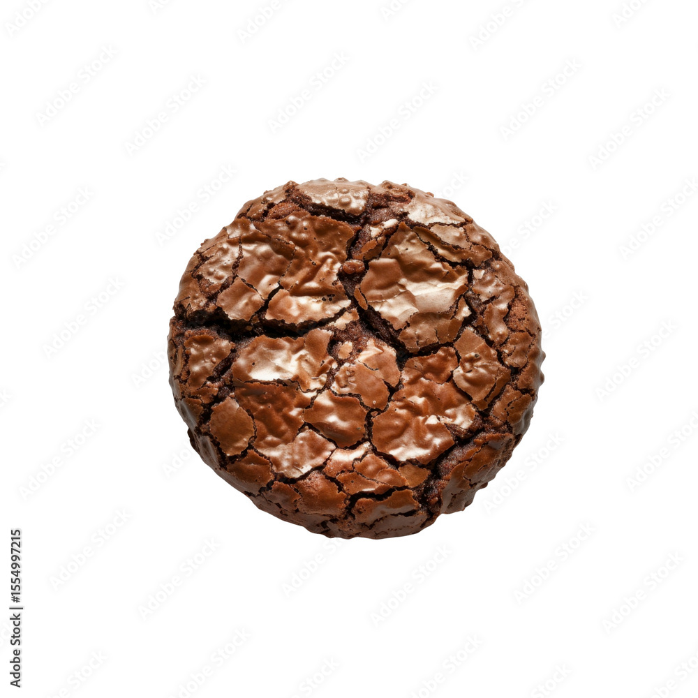Single Delicious Cracked Chocolate Brownie Cookie on Black Background Single Delicious Cracked Chocolate Brownie Cookie on Black Background