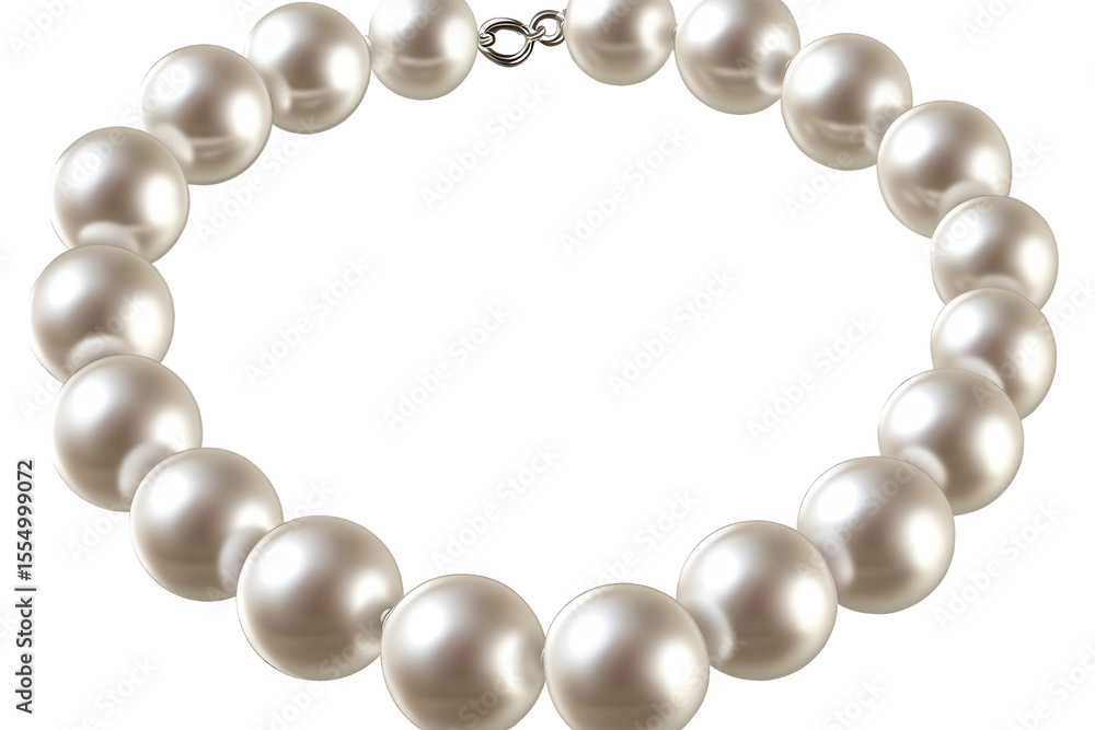 Fototapeta premium Elegant white pearl necklace isolated on a soft background showcasing timeless beauty and classic design perfect for any special occasion or everyday wear