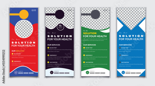 Bundle Medical door hanger, rack card, DL flyer and roll up banner template design