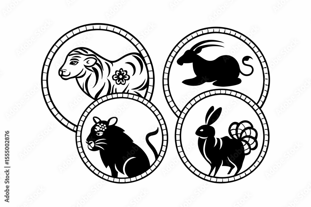 Obraz premium vector illustration of a set of animals