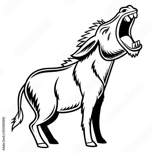 Stylized donkey braying loudly silhouette
