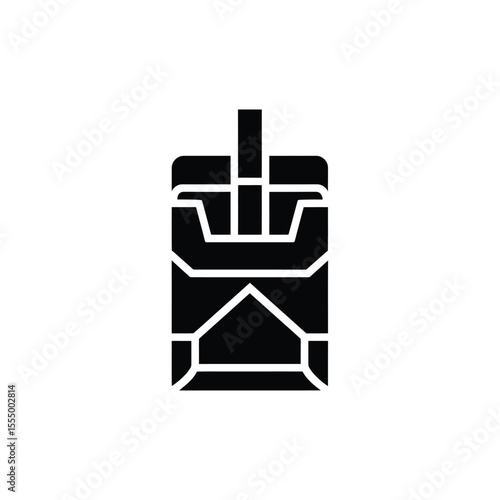 A minimalist black and white Silhouette design of a cigarette pack 