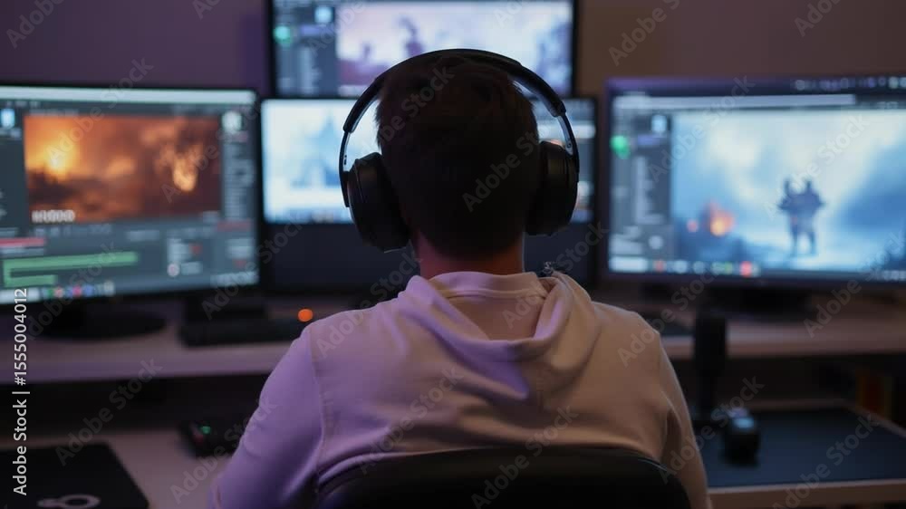 Gamer on studio doing streaming Gamer on studio doing streaming