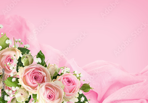 Pink draped fabric and rose...