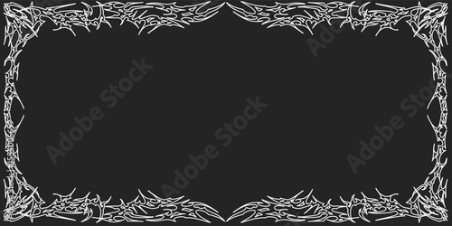 frame in tribal style with white sketch art design vector. Simple logo. Abstract element designed separately on a black background.