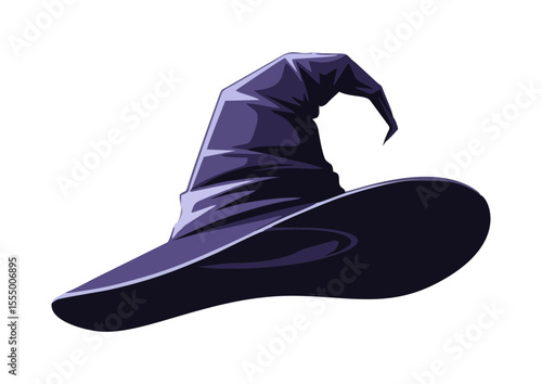 Classic black witch hat with pointed tip for Halloween costumes and celebrations